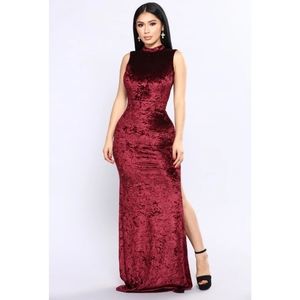 As Long As You Love Me Velvet Dress - Wine - XS